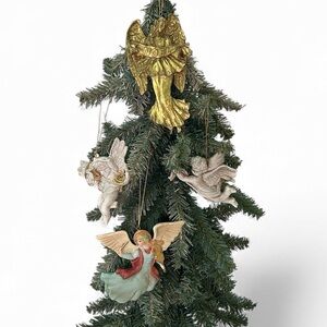 Angel and Cherub Christmas Tree Ornaments Set of 4 Assorted